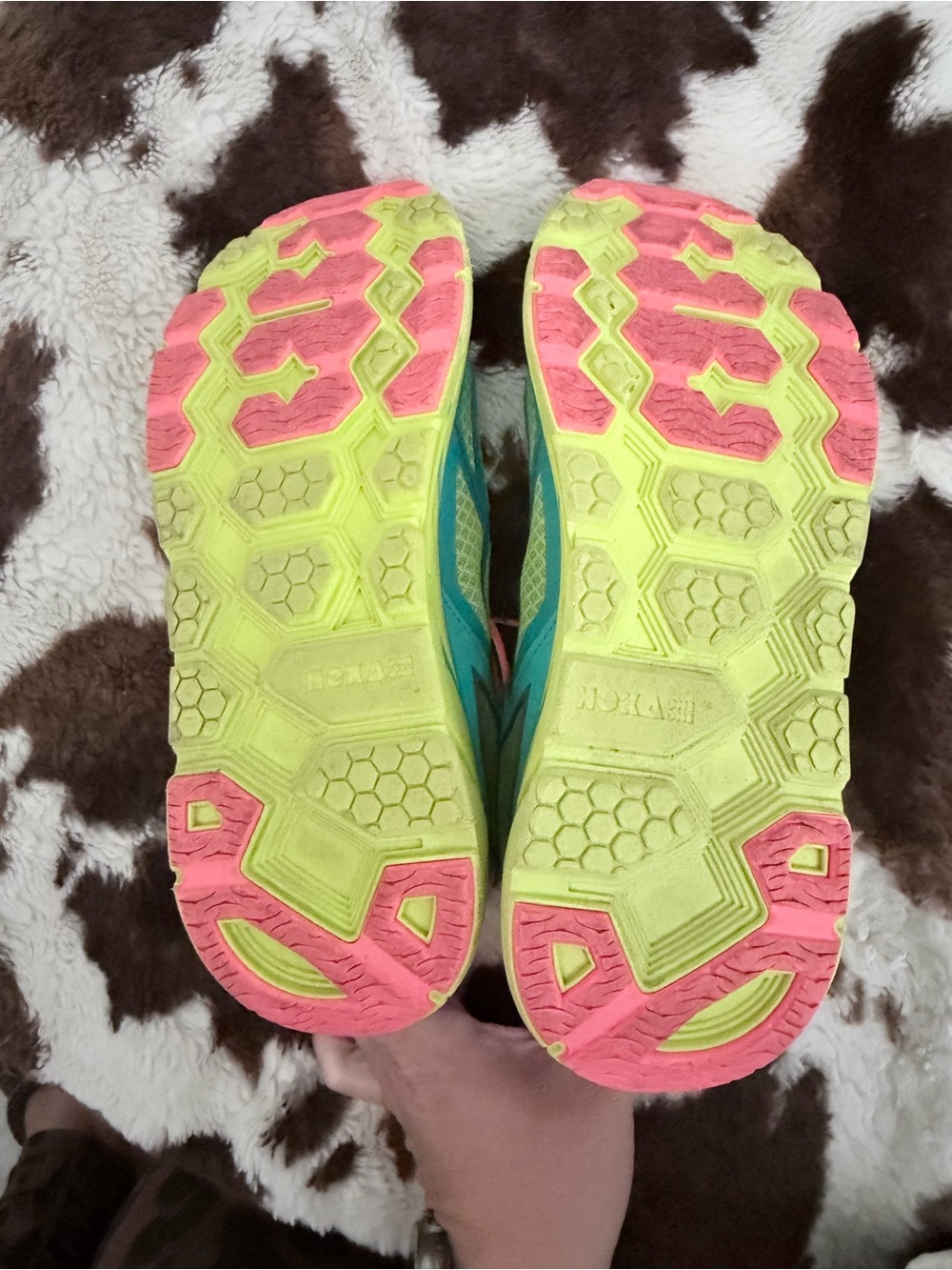 Hoka Clifton Turquoise, neon yellow and neon orange Women's Running Sneakers 9.5 - Picture 7 of 8
